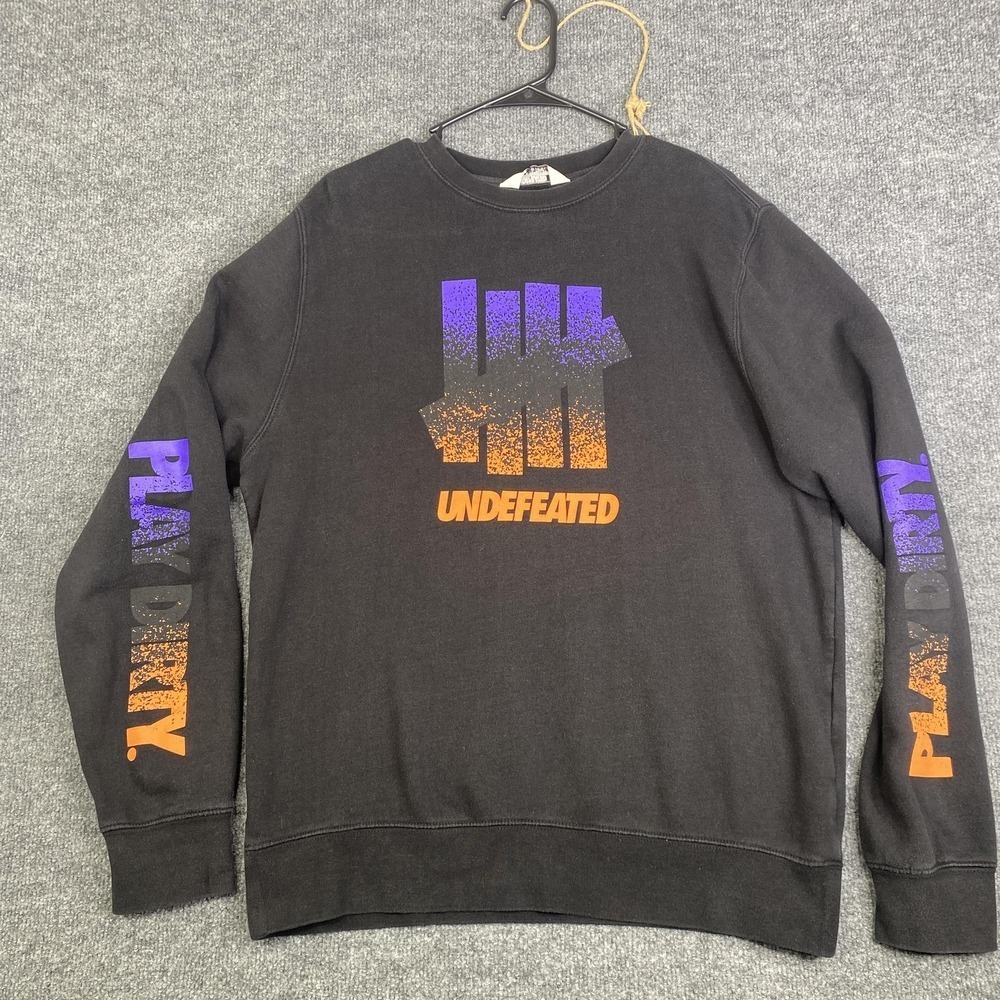 Undefeated Sweatshirt Mens Large Black Play Dirty Graphic Crewneck Pullover
